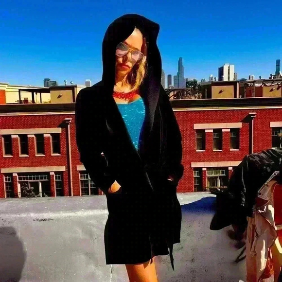 Zara Basic Women's Black Mesh Hoodie Long Sleeve Shirt x Small - Picture 3 of 5